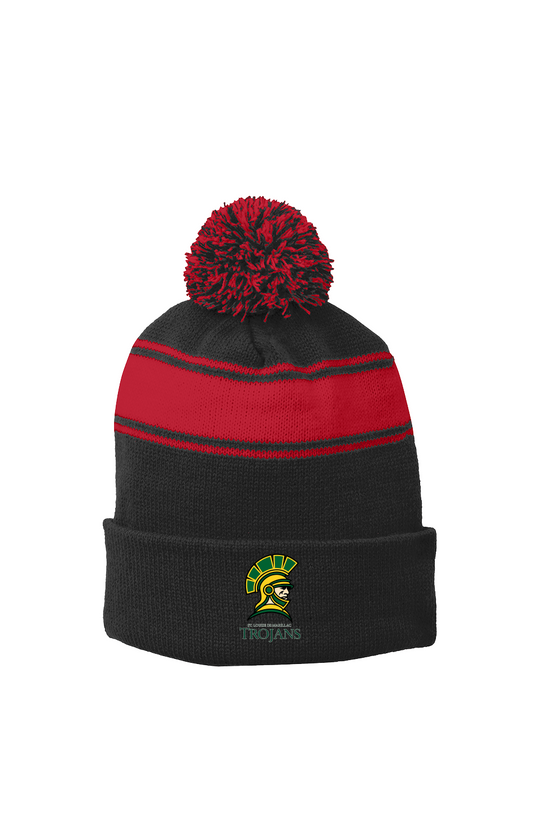 Stripe Pom Beanie - Trojans